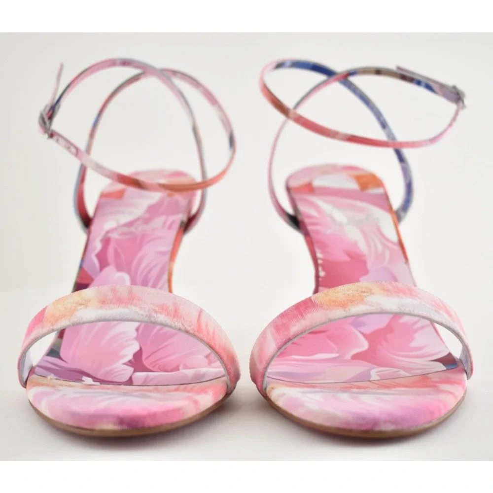 Christian Louboutin Miss Z Sandal 80 Pink Floral Ankle Strap Sandal Heel Pump 40